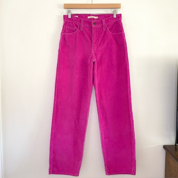 Levi’s Baggy Dad Corduroy Pants Mid Rise Loose Straight Leg Rose Violet Pink 25 - Picture 5 of 16